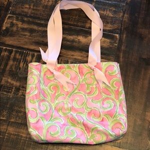 Pink and green purse